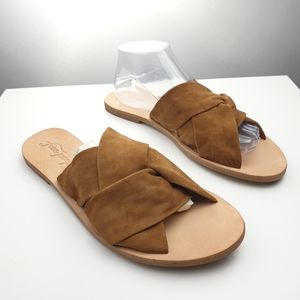 Free People Rio Vista slip-on crossover sandals tan suede leather slides size 41